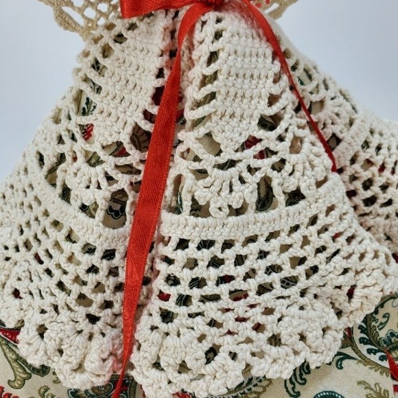 Handmade Wood and Crochet Doily Country Little Girl Doll - Picture 4 of 12